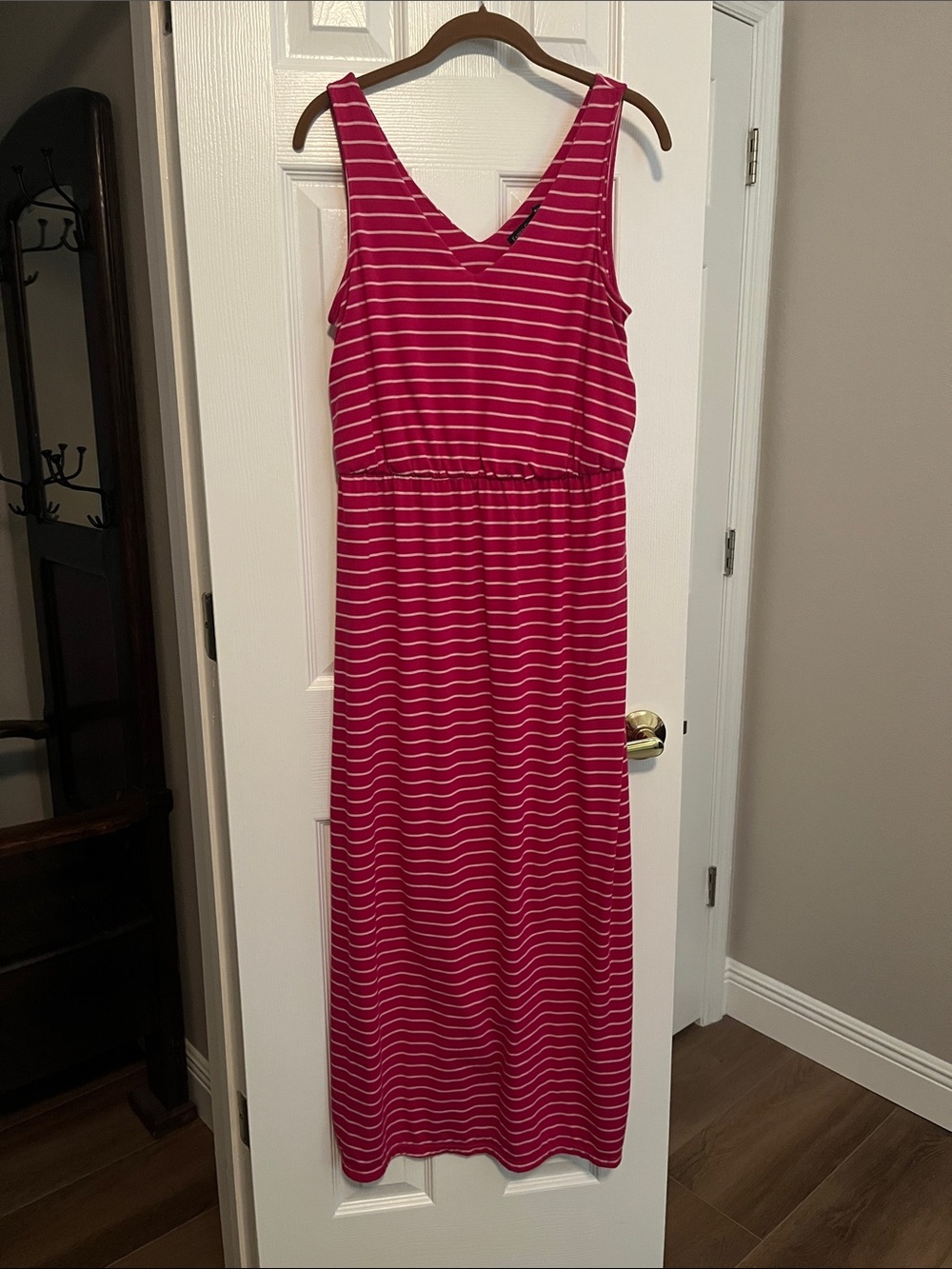 Faded Glory Pink and White Striped Sleeveless Dress